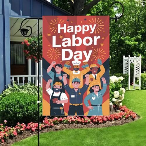 Labor Day Garden ag Workers Illustration Patriotic Yard Banner Outdoor Home FCCE ZZA WWL EEL
