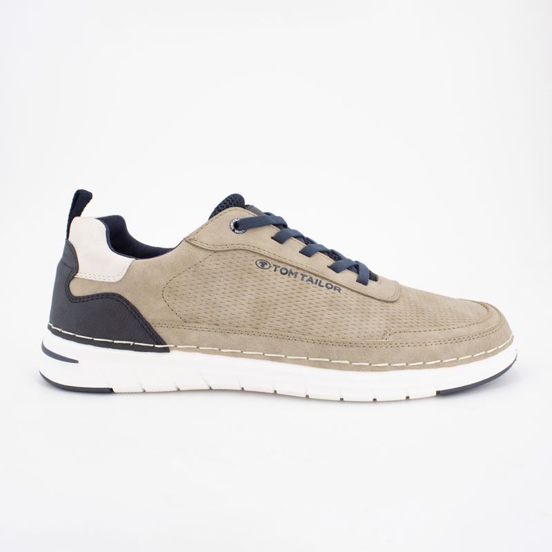 TOM TAILOR Men's Stone Beige Lace-Up Low-Top Sneakers