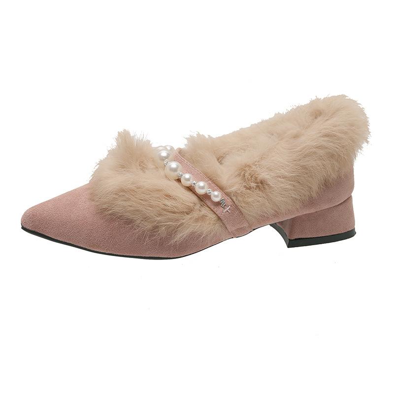 Туфли на толстом каблуке с перламутровым эффектом и низким каблуком, пушистые туфли на низком каблуке, осень 2024, новые модные туфли французской моды Мэри Джейн для женщин