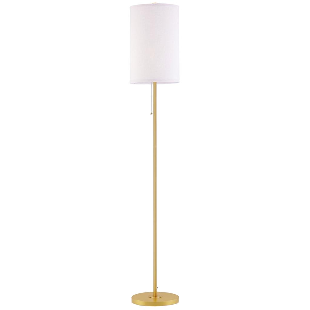 Floor Lamp Elegant Floor Lamp Made Of Steel With Fabric Shade Living Room Lamp Pull Chain Switch Gold White