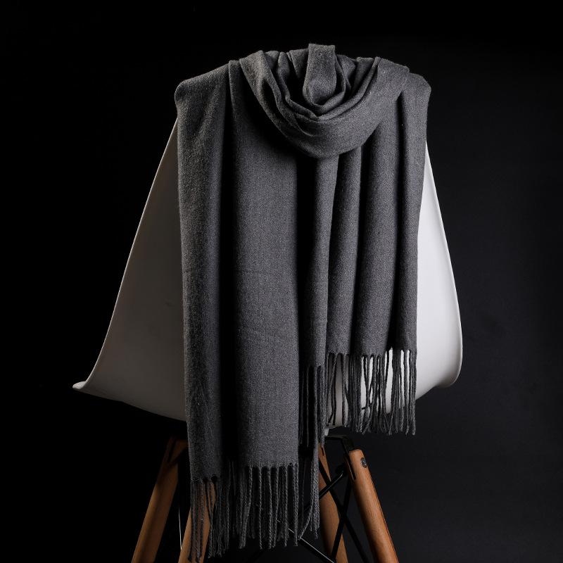 Однотонный шарф из искусственного кашемира для женщин, зимний, в корейском стиле, шаль и шарф двойного назначения, утолщенный, для подружки невесты и невесты, чтобы согреться осенью