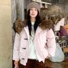 Winter big fur collar hooded down cotton-padded jacket women's new design sense thickened simple cotton-padded jacket