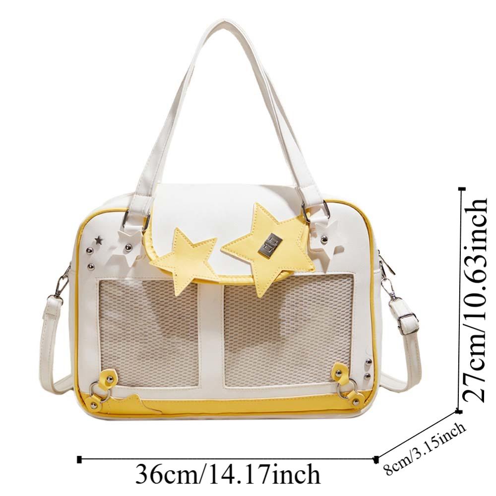 PU Leather Goth Transparent Pocket PVC Y2K Anime Display Bag Shoulder Ita Bag Daily