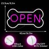 Alkkign Pet Shop Open Neon Logo White Pink Alphabet Neon Logo Wall Decor Dog Bone Neon Logo Art Pet Shop Brightness Adjustable Pet Shop Hotel Wall