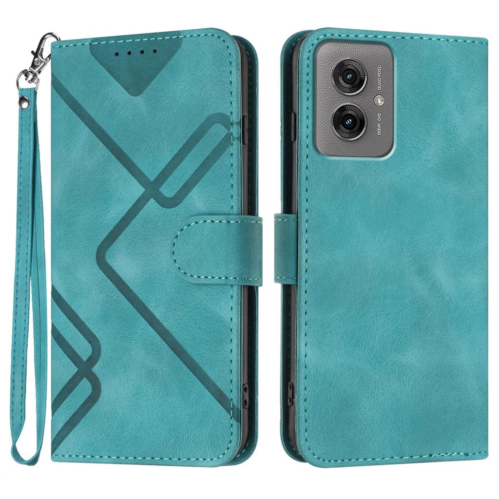For Motorola Moto G55 5G Wallet Case Line Imprinted PU Leather Phone Cover with Strap