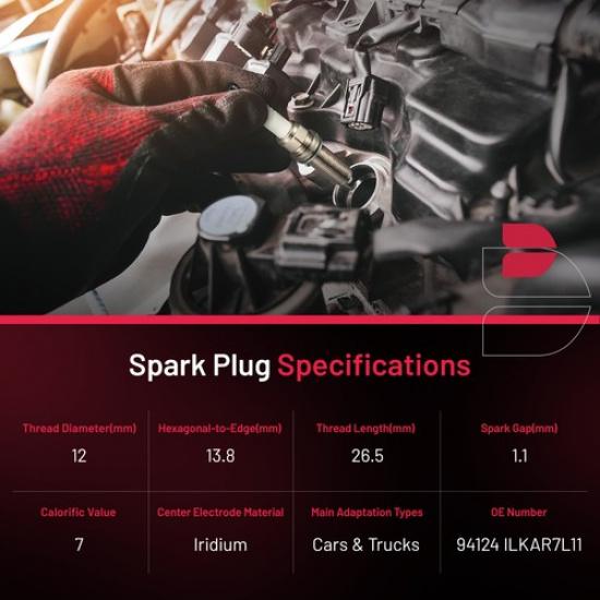 Комплект из 4 иридиевых свечей зажигания подходит для Mazda 2014- 6 2.5L L4 94124