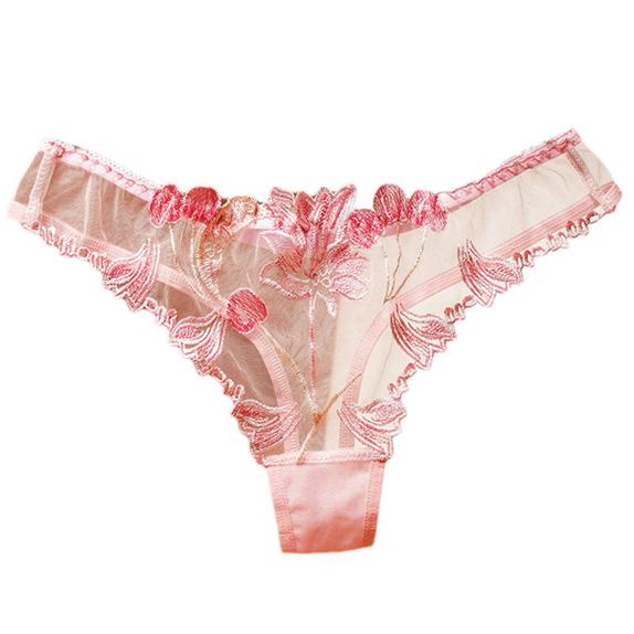 Peony Lace Ladies' Seamless Underpant Low Waist Thong Sexy Lingerie For Women Women's Underwear Transparent Panties
