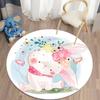 Cute Cartoon Animal Round Door Mat with Bunny Giraffe Fox Patterns Floor Mat for Kids Room Decor Adding Playful Charm