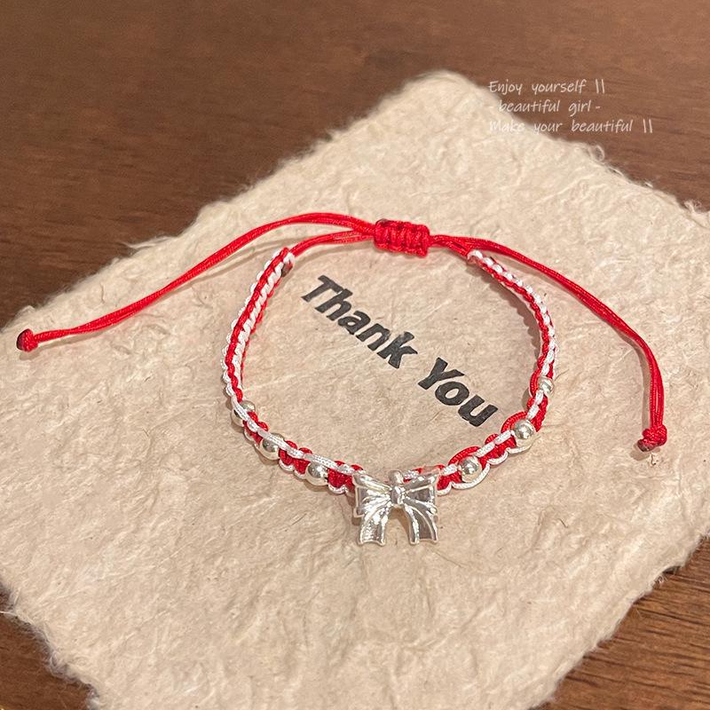 Runaway Princess Red String Bow Bracelet: Elegant, Versatile, Braided Jewelry for Women