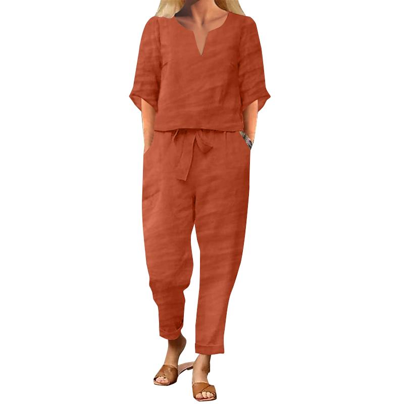 ZANZEA Женская повседневная блузка и брюки, летний брючный костюм из двух предметов