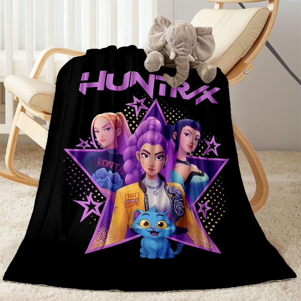 1pc Demon Hunter Girls: Future Fusion blanket Soft and Warm for Sofa Office Camping Travel Livingroom Great Gift for Friends and Family Comfortable