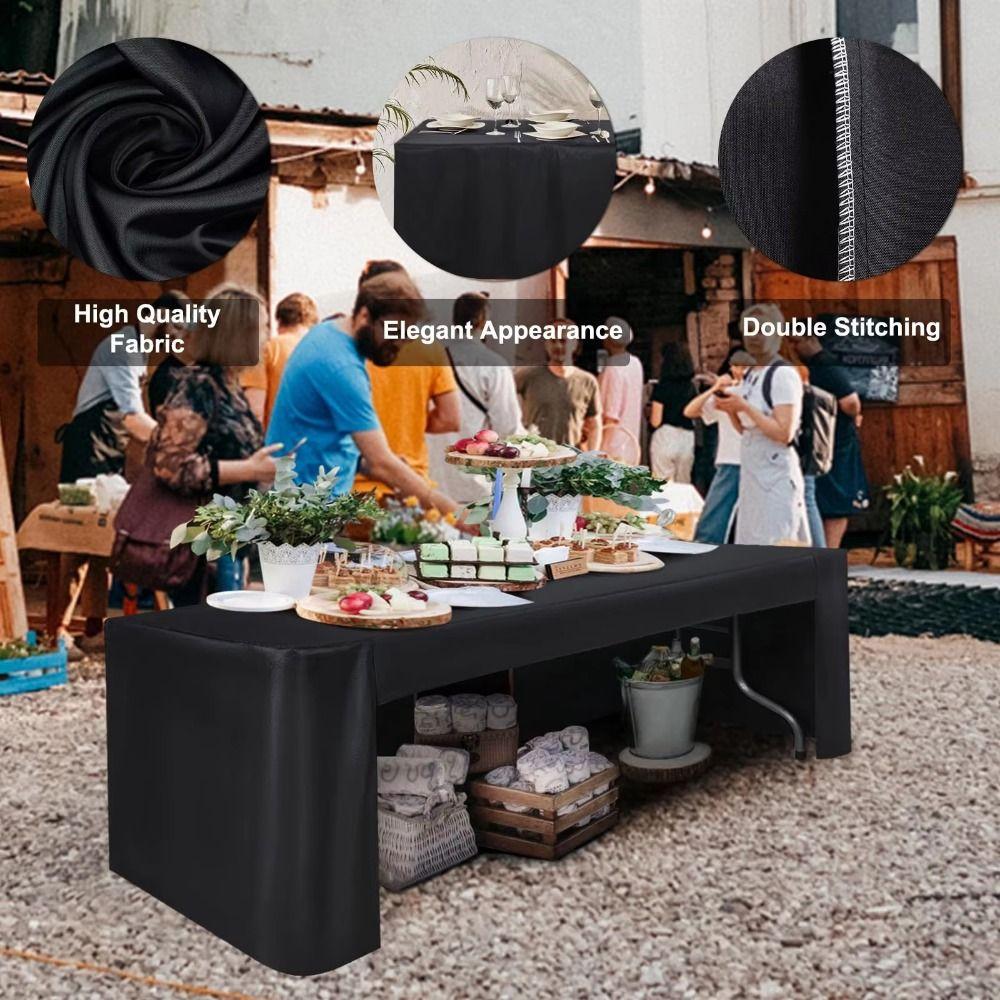 6FT Stretch Tablecloth Solid Color Spandex Rectangular Table Skirts Wrinkle Resistant Practical Sign-In Table Cloth