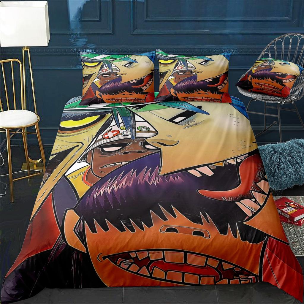 Music Band Gorillaz Bedding Set Anime Duvet Covers Double Bed Twin Size Bedding Quilt Cover Cartoon Children'S Bed Set For Home