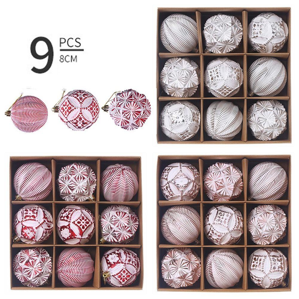 9pcs Shatterproof Electroplated Hanging Balls 8cm Christmas Tree Ornaments New Year Decoration