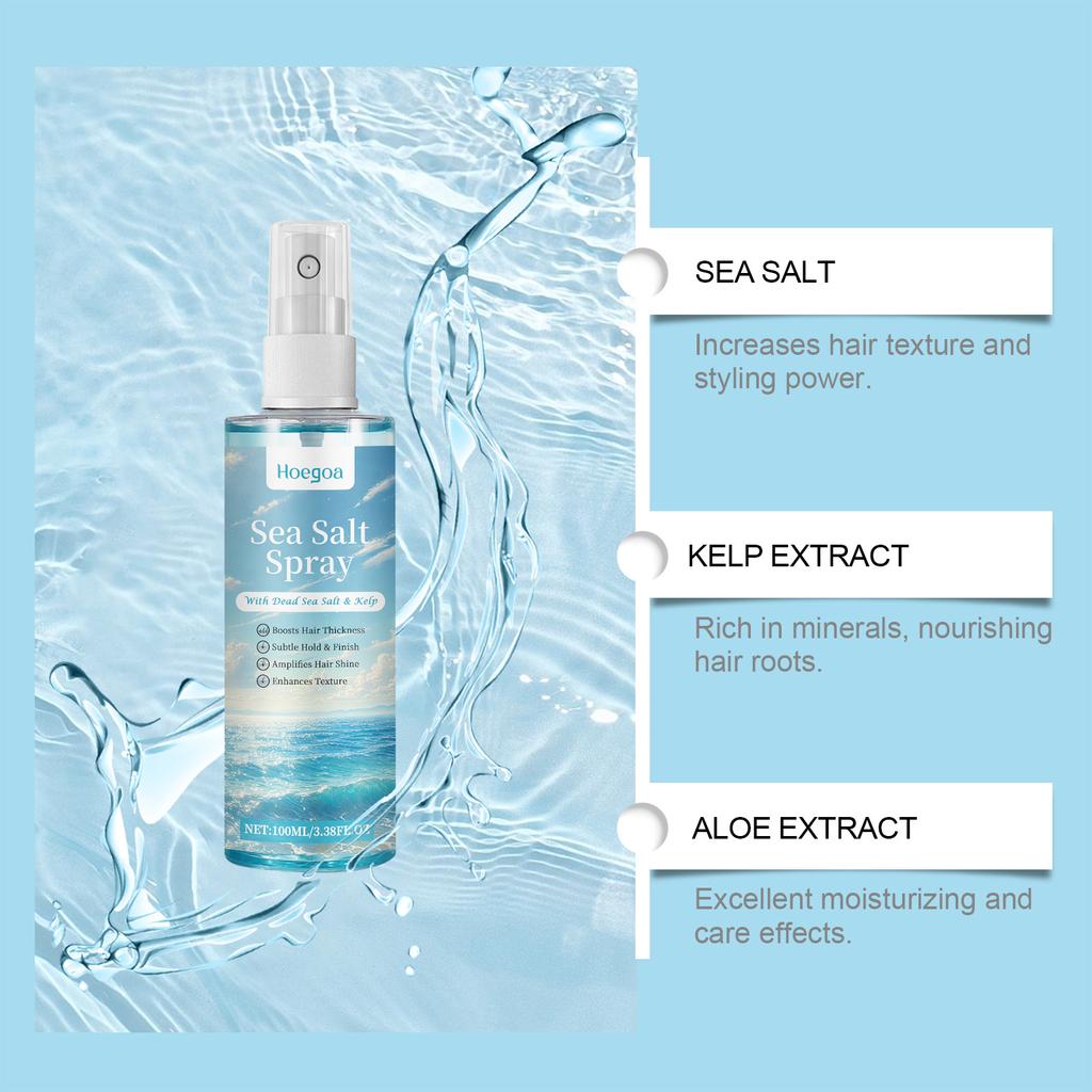 Спрей для укладки волос с морской солью Сильная фиксация Глубокое питание Легкое очищение Утолщающий Кудрявый Уменьшает сухость Поддерживает гладкость Спрей для ухода за волосами