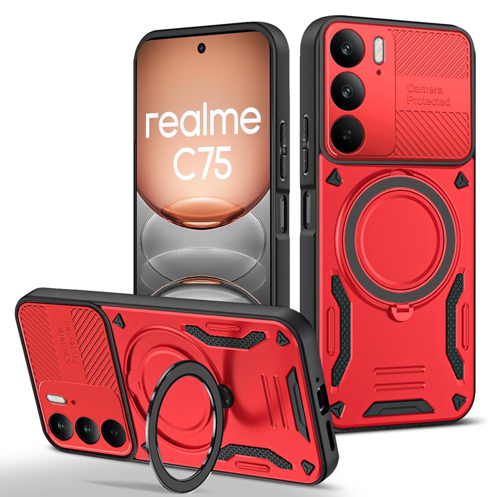 Магнитный чехол-броня для OPPO A5 A5X Reno 13 13F 14 14F Pro Realme 14 15 Pro Plus C75 5G Чехол-бампер с кольцом-подставкой