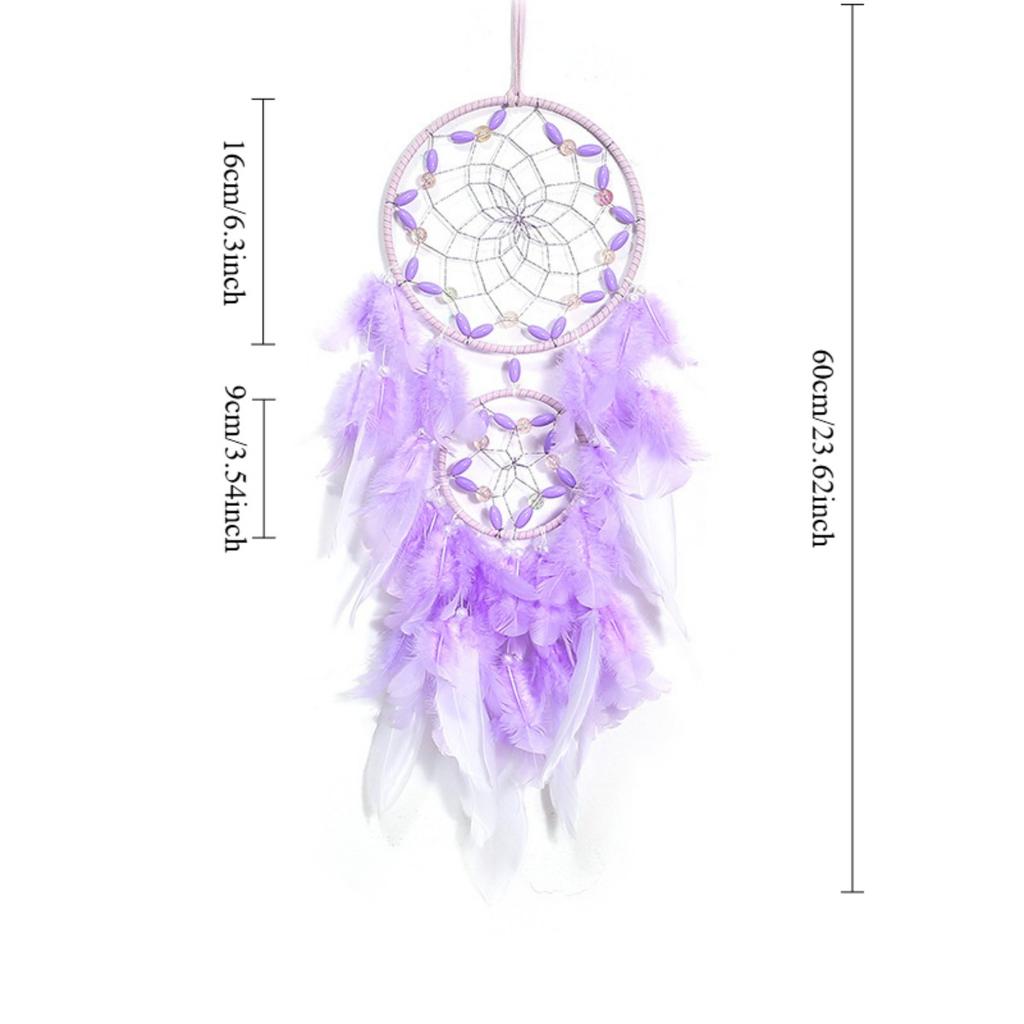 Handmade Purple Dream Catcher Wind Chimes Beaded Dreamcatcher for Car Kids Bed Room Wall Hanging Decoration