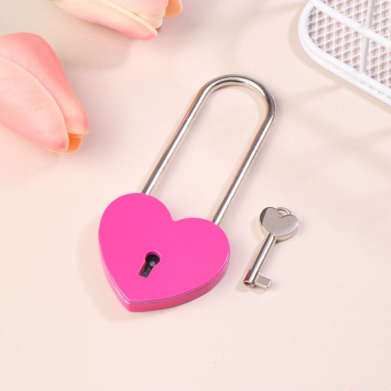 1 Set Metal Heart Shaped Padlock Antique Style Love Lock Set With Key Wedding Valentine'S Day Gifts Couple Wishing Lock