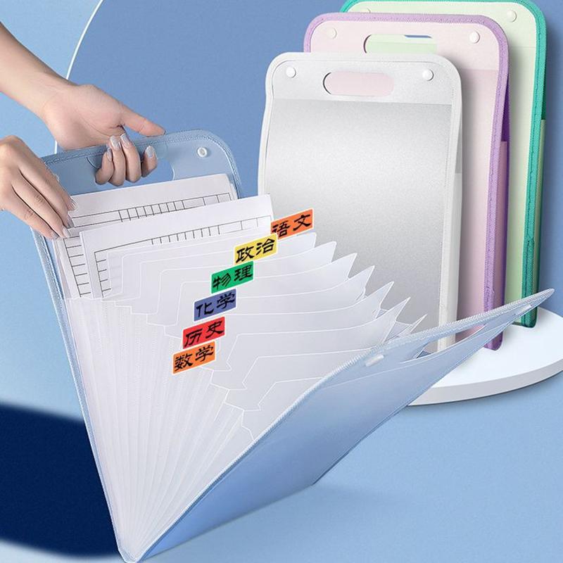 13 Pocket File Folders Portable A4 Letter Size Macaron Color Accordian Document Organizer For Classroom Office Home Storage