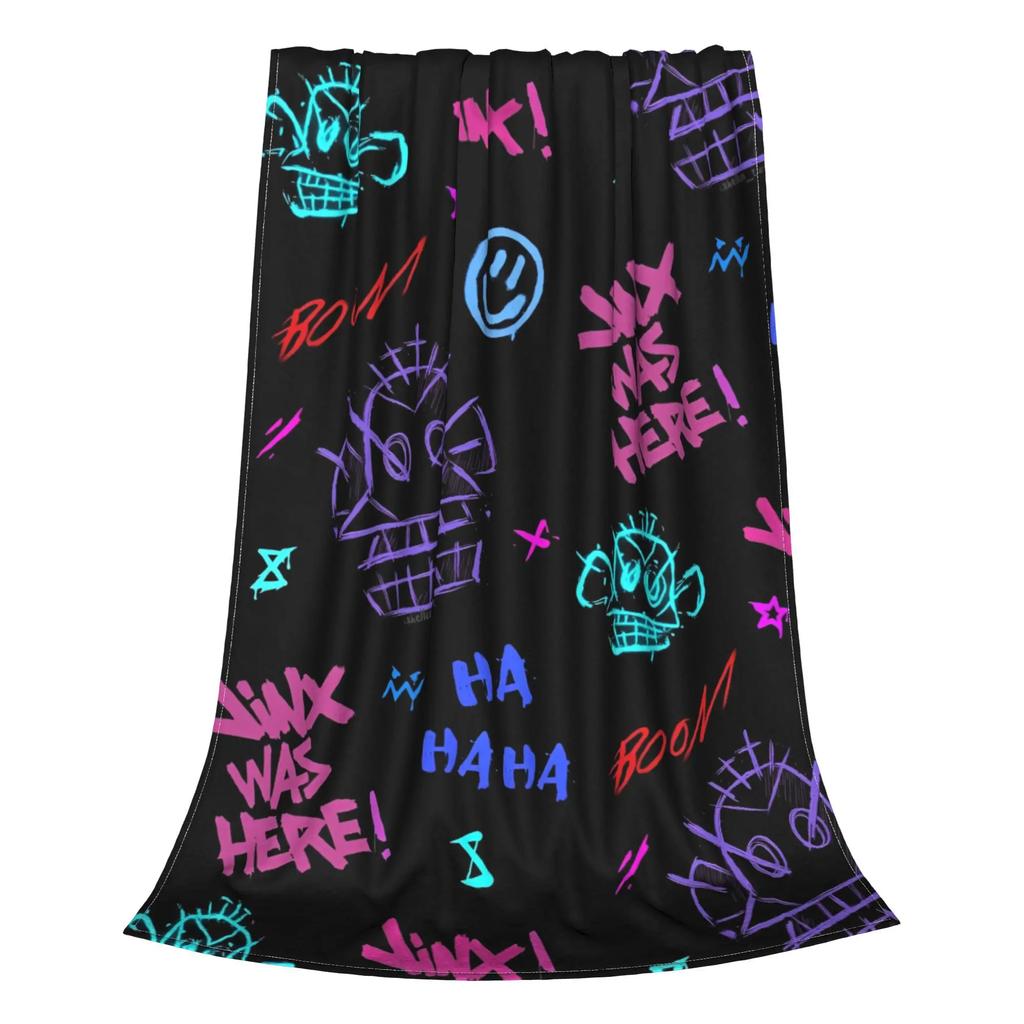 Anime Jinx Arcane League of Legends Blankets Flannel Winter Breathable Super Warm Throw Blanket Home Travel Plush Thin Quilt