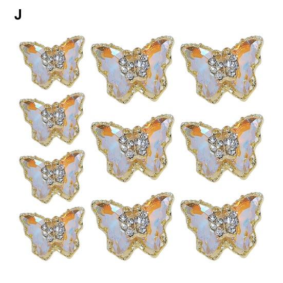 10 шт., ювелирные изделия для ногтей с бабочками, двухслойные сверкающие стразы, привлекательные украшения для дизайна ногтей, женские аксессуары