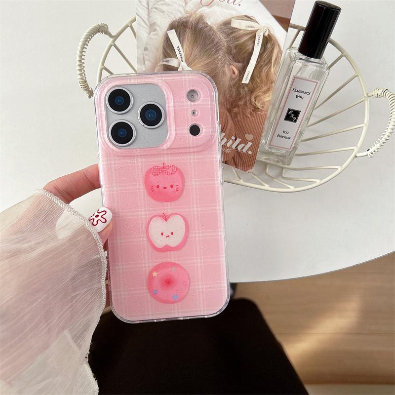 Корейский клетчатый чехол-пончик для iPhone 17/16 Pro Max/15/14