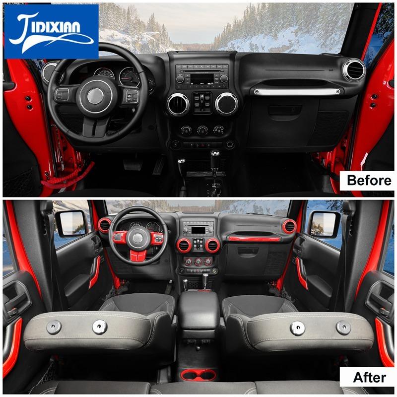 21 PCS Car Steering Wheel Air Conditioning Vent Gear Cup Holder Interior Decoration Accessories for Jeep Wrangler JK 2011-2017 ALW1