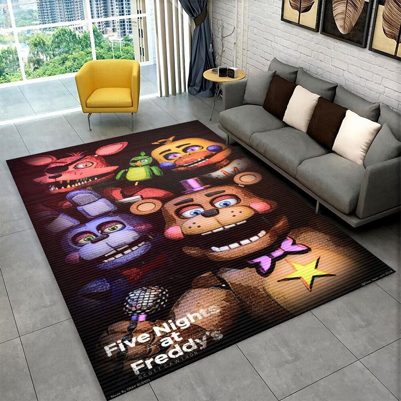 Классический ковер-коврик F-FNAF Хоррор Игра Фредди для игровой комнаты, спальни, гостиной, дивана, домашнего декора, детский коврик, нескользящий коврик для пола