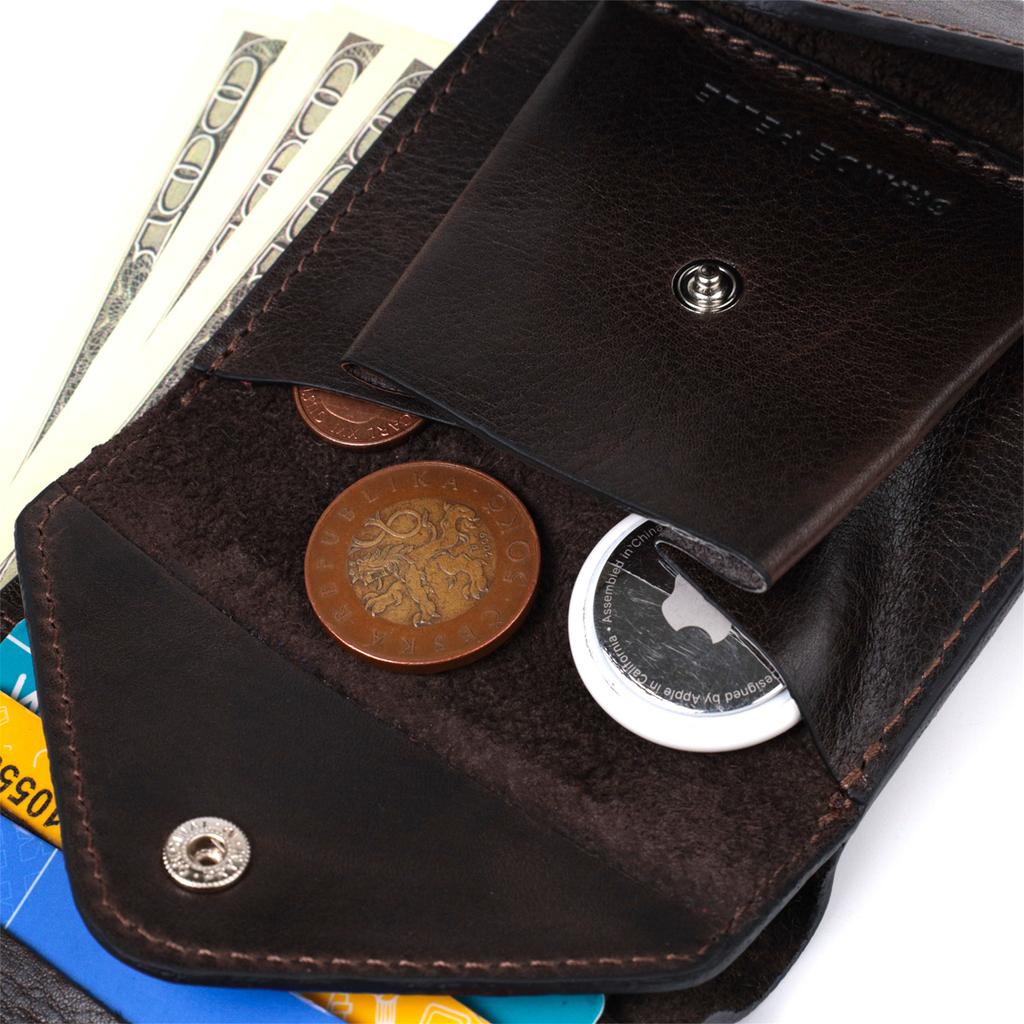 Мужской кошелек из глянцевой натуральной кожи GRANDE PELLE Wallet 16814 Коричневый