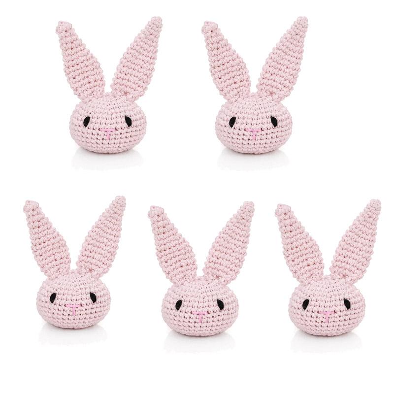 5 шт. Вязаные бусины Животное Кролик Жевательные бусины DIY Деревянные Бусины для прорезывания зубов Вязание Бусины Украшения Кроватка Сенсорная игрушка Грызунок для ребенка