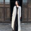 Spring Summer Women Fashion Vintage Solid Color Casual Long Coat Cotton Long Sleeve V-Neck Coat