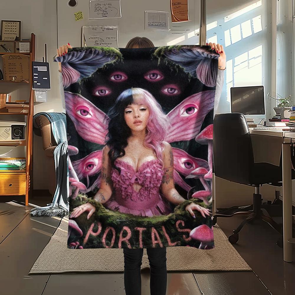 1PC Melanie Martinez Print Flannel Blanket, High quality Comfortable for All Seasons, Home Decor, Warmth and Comfort, Perfect for Christmas Gifts