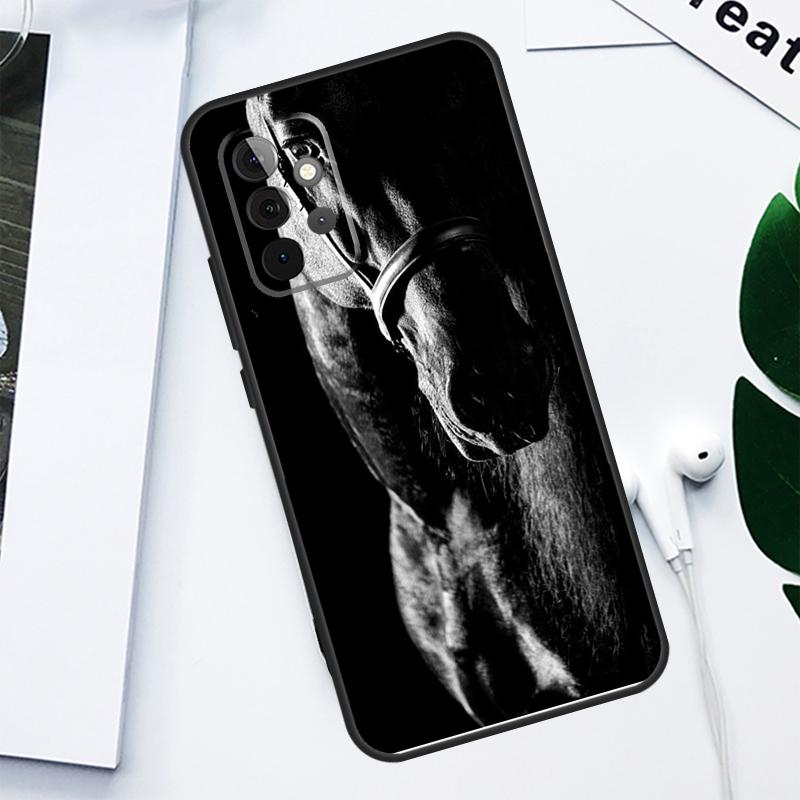 Черно-белая лошадь Для Samsung Galaxy A52 A22 A32 A54 A34 A14 A55 A35 A15 A53 A33 A13 A05 A06 A16 Чехол для телефона