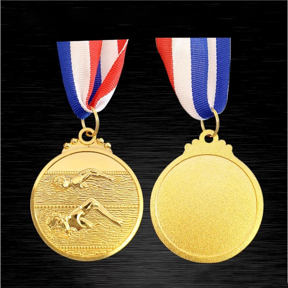 Zinc Alloy Swimming Competition Medal Neck Ribbon Sports Award Winner Round Medal Training Awards