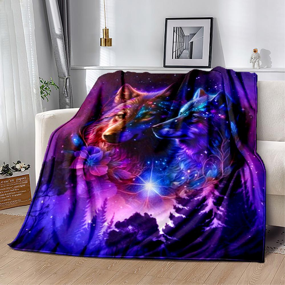 Wolf Moon Reflection Blanket,Suitable for sofas, offices, travel, living rooms, Gifts to relatives and friends, Blanket,Suitable for all seasons.