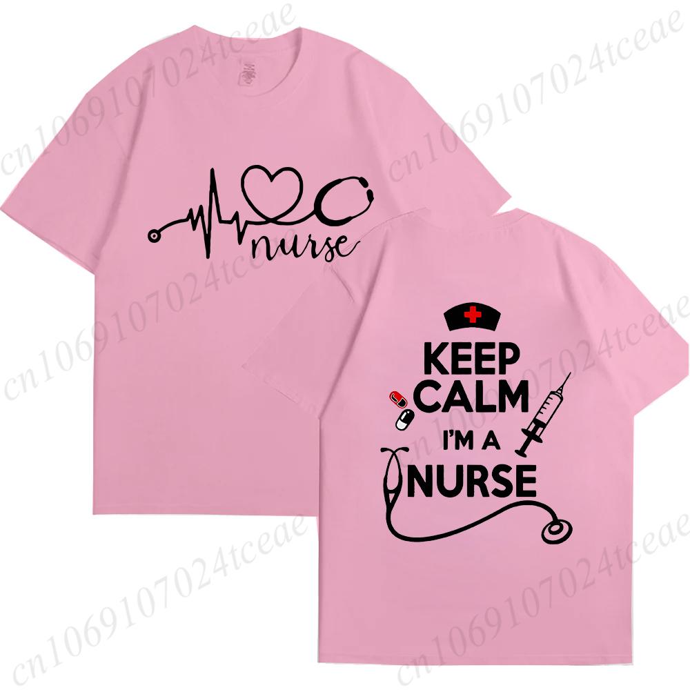 Keep Calm Nurse Print T-shirts Short Sleeve Black Women T-shirt Girl Vintage Tops Tee Shirt Female Harajuku Clothing Streetwear