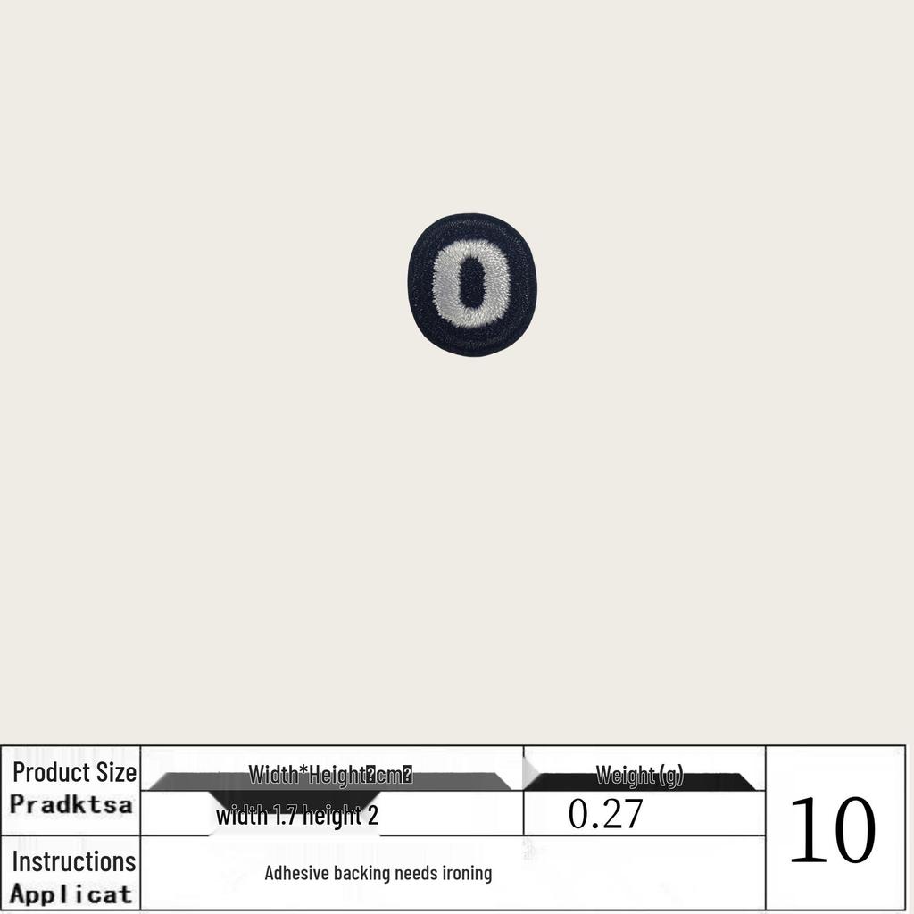 White 0-9 Iron-on Embroidered Number Patches for Clothing