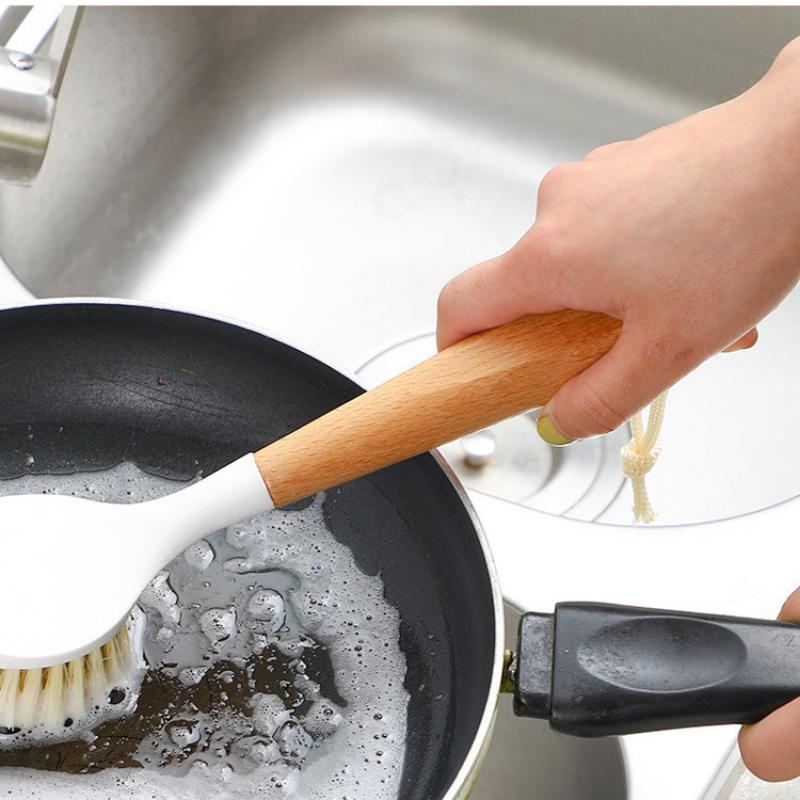 Kitchen Cleaning Brush Natural Bamboo Handle and Sisal Bristles Scrub for Dish Cast Iron Skillet Pots