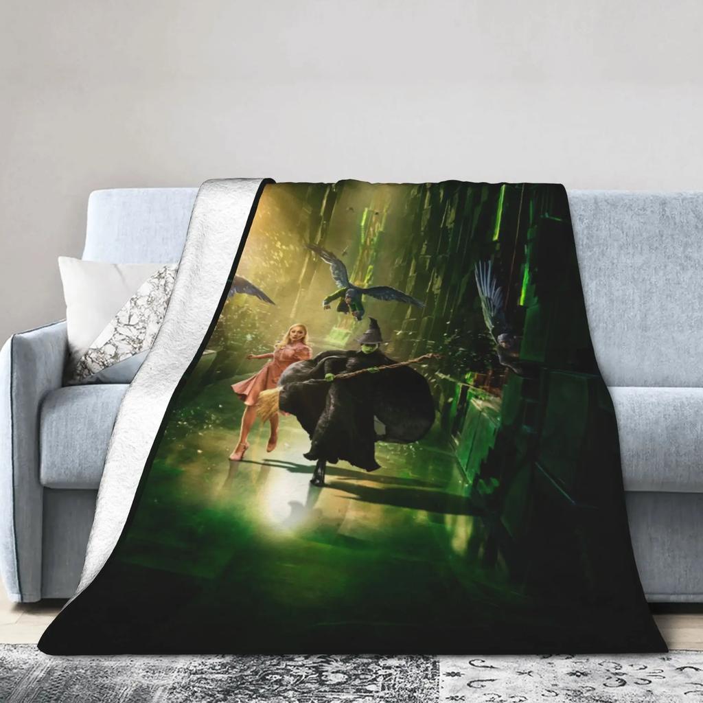 Elphaba Glinda Wicked Movie Warm Plush Throw Blanket for Kids and Adults Flannel Couch Bedspread Sofa Cover
