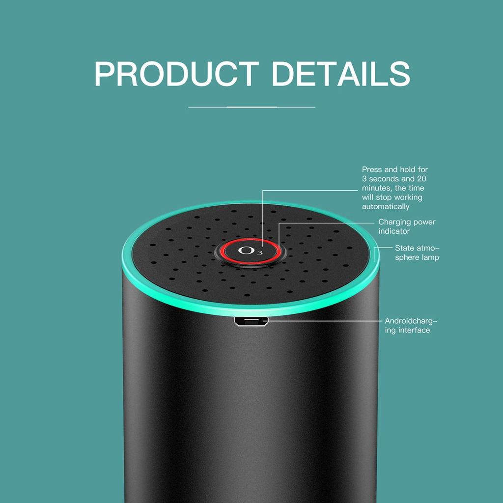 Генератор озона USB 800 мА Машина для озоновой дезинфекции Очиститель воздуха для дома и автомобиля 50 мг/ч Автоматический освежитель воздуха Увлажнитель для автомобилей