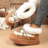 New Women Boots Round Toe Outdoor Thick Bottom Shoes for Women Fashion Cross Strap Decoration Short Plush Snow Boots Women