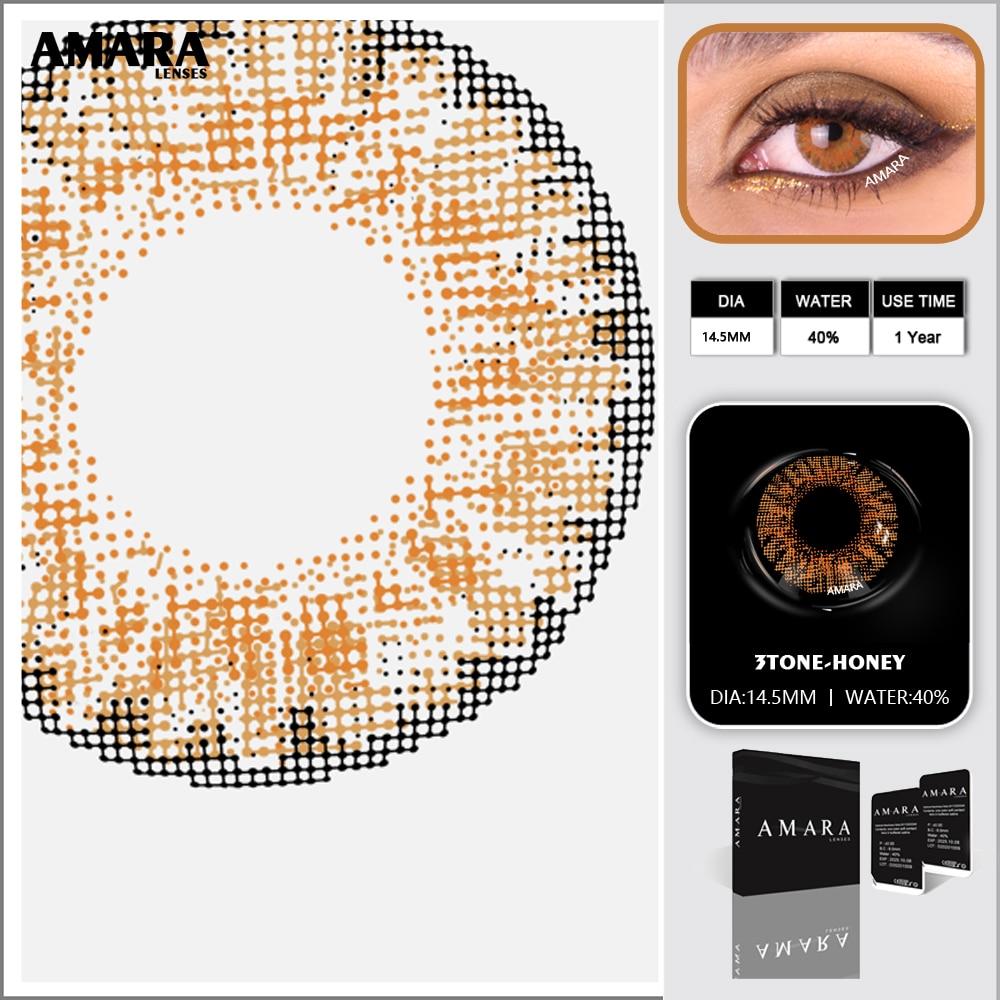 AMARA LENSES 1 Pair 3TONE Soft Color Contact Lens Natural Looking Contactlens Eye Cosmetic Lenses