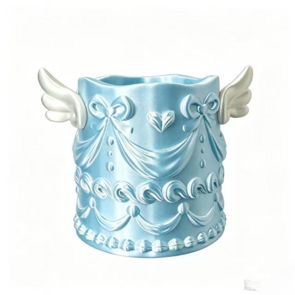 Desktop Storage Cosmetic Organizer Bucket Angel Wings Brush Holder Desktop Organization