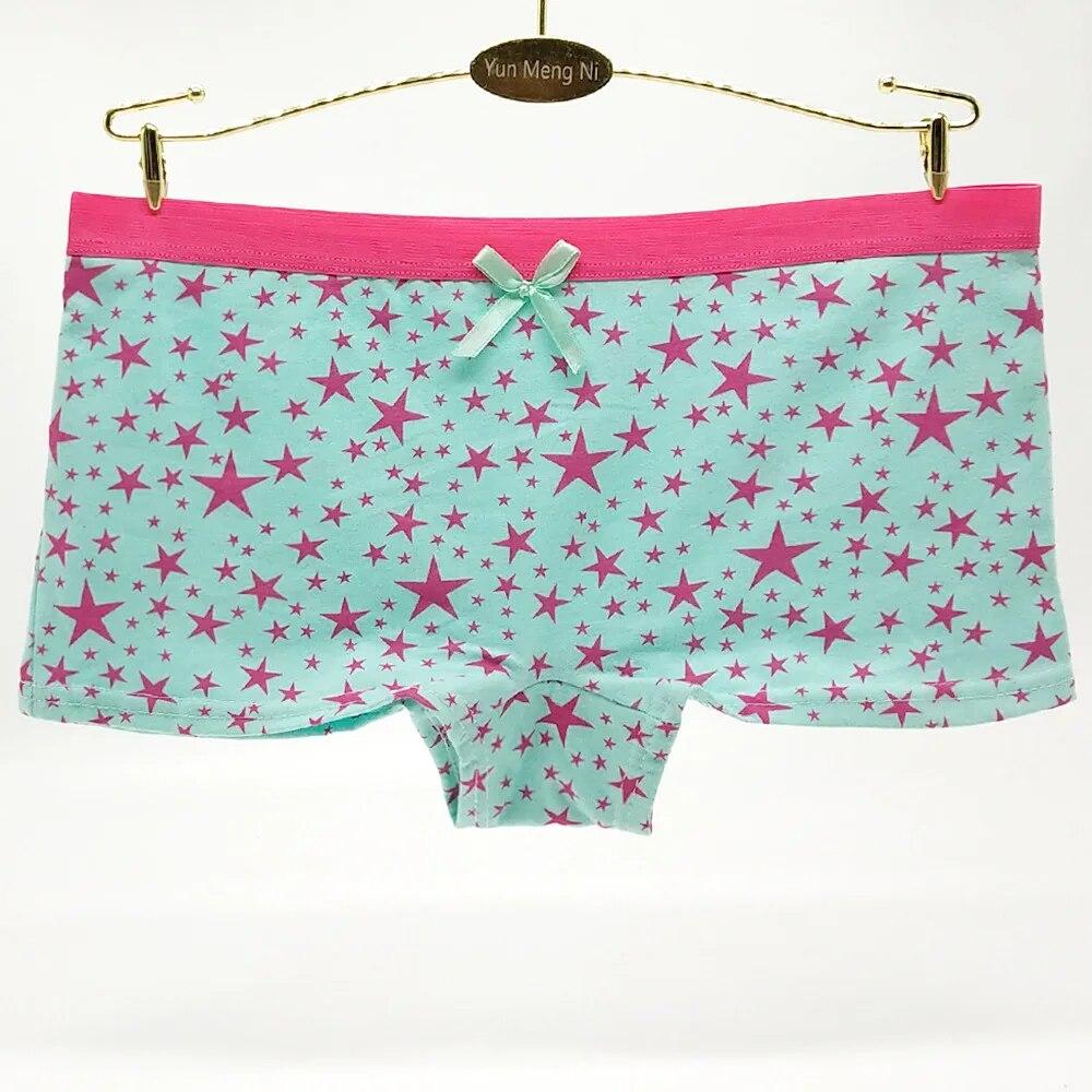Женское нижнее белье, хлопковые трусики, боксеры с низкой посадкой, шорты для мальчиков со звездами и принтом для девочек, женские трусики для женщин, 6 шт./лот