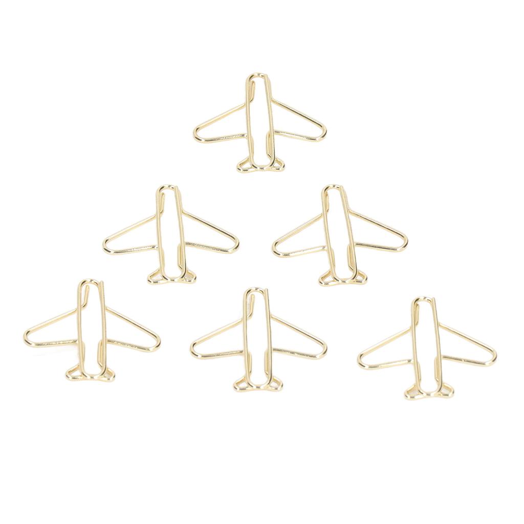 100pcs Paper Clips Portable Anti Rust Electroplating Gold Cute Airplane Shaped Metal Paper Clip for 