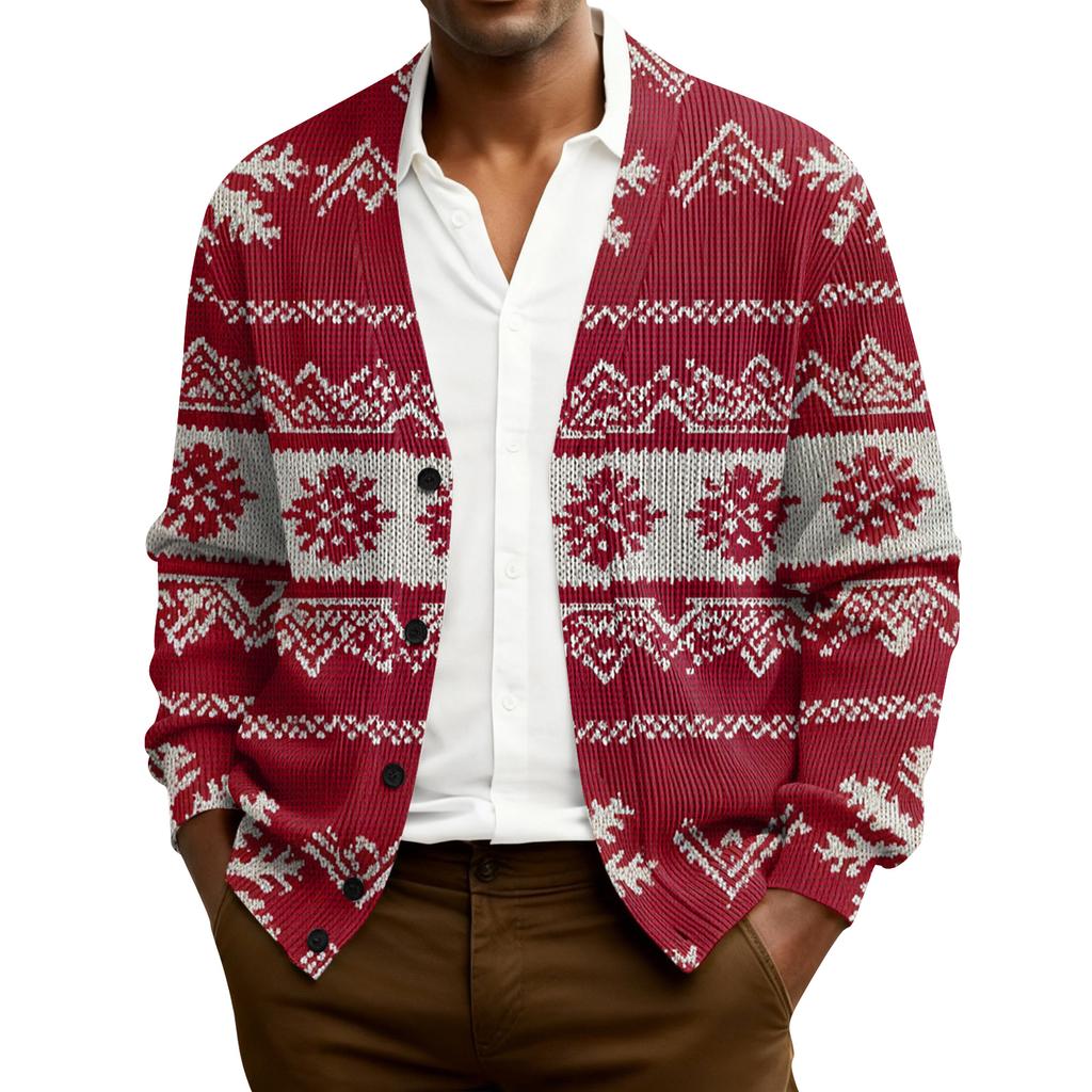 Мужской кардиган с длинным рукавом, рубчатой вязки