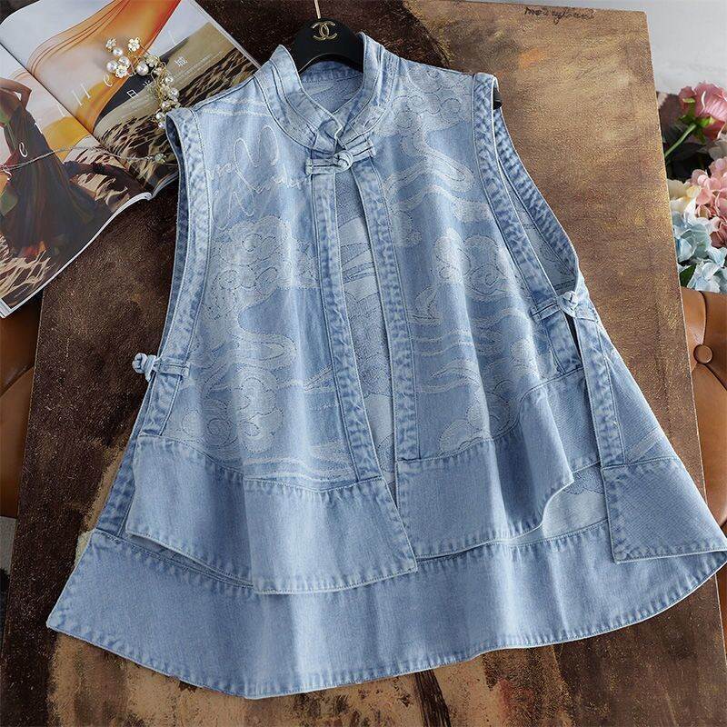 Spring Autumn Ladies Loose Fashion Denim Vest Coat Sleeveless Cardigan Comfortable Solid Color Casual Coat