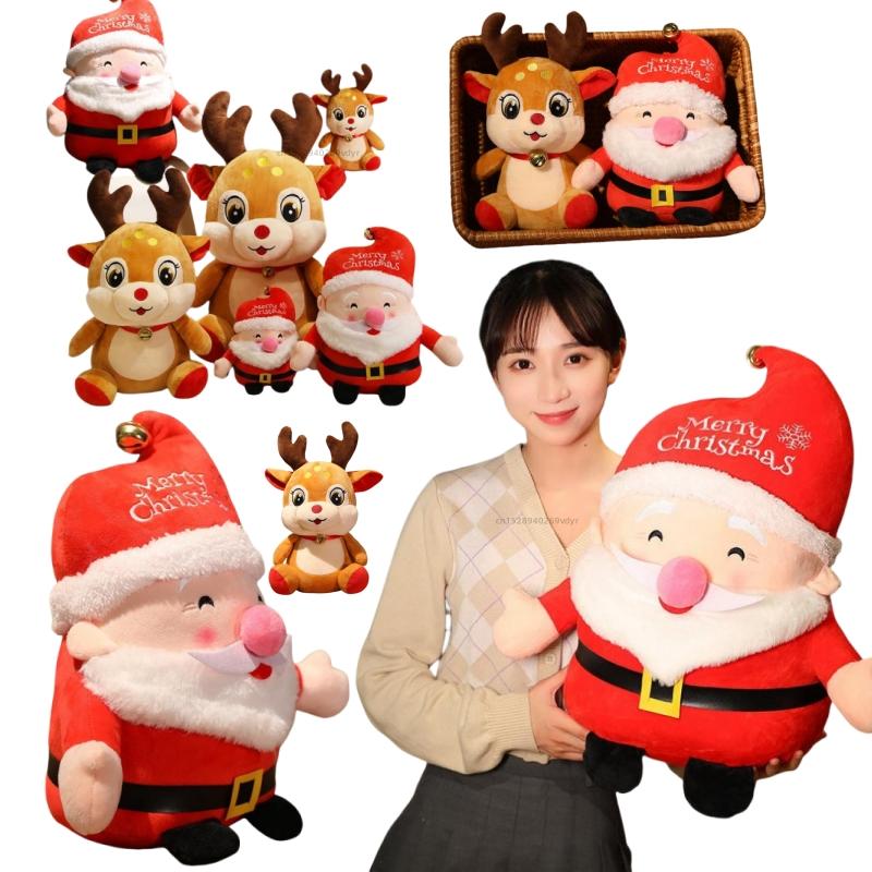 Cute Christmas Series Doll Santa Claus Elk Plush Toy Stuffed Soft Snowman Deer Toys for Kids Girls Xmas Hallowmas Gift Party