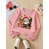 Girls' Santa Reindeer Christmas Tree Gifts Snowflakes Ornaments Crewneck Sweatshirt | Autumn and Winter Western Style