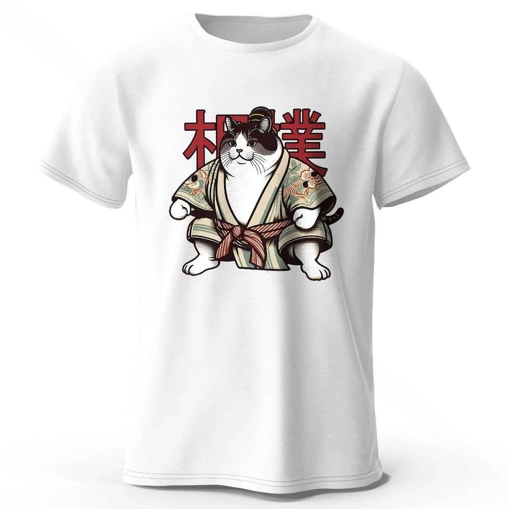 Sumo Cat in Traditional Japanese Kimono T-Shirt
